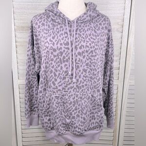 AMERICAN EAGLE OUTFITTERS Jegging Fit Hoodie Sweatshirt Purple Cheetah-XS